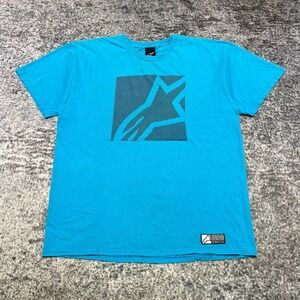 Alpinestars T Shirt Mens Large Blue Motocross Grunge Skater VTG Y2K Graphic Tee